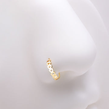 Detail View 1 of Golden Hollow Heart Infinite Steel Bendable Hoop Ring